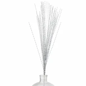 32" Metallic Twisted Grass Spray: Silver
