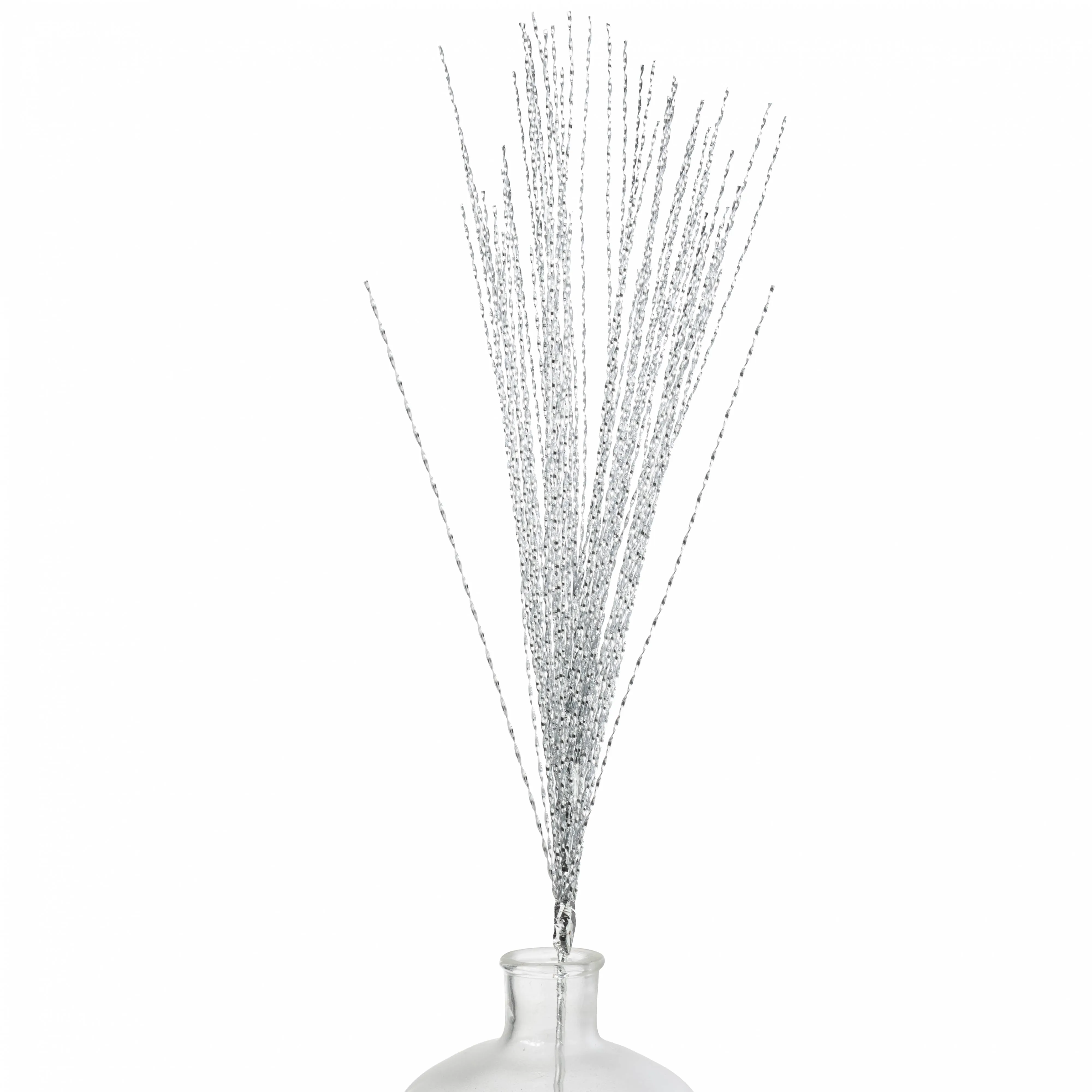 32" Metallic Twisted Grass Spray: Silver