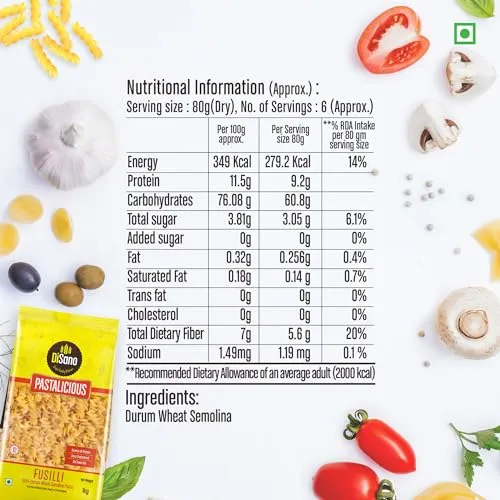 DiSano Pastalicious 100% Durum Wheat Fusilli Pasta, 1kg