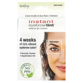 Godefroy, Instant Eyebrow Tint™, Dark Brown, 3 Application Kit