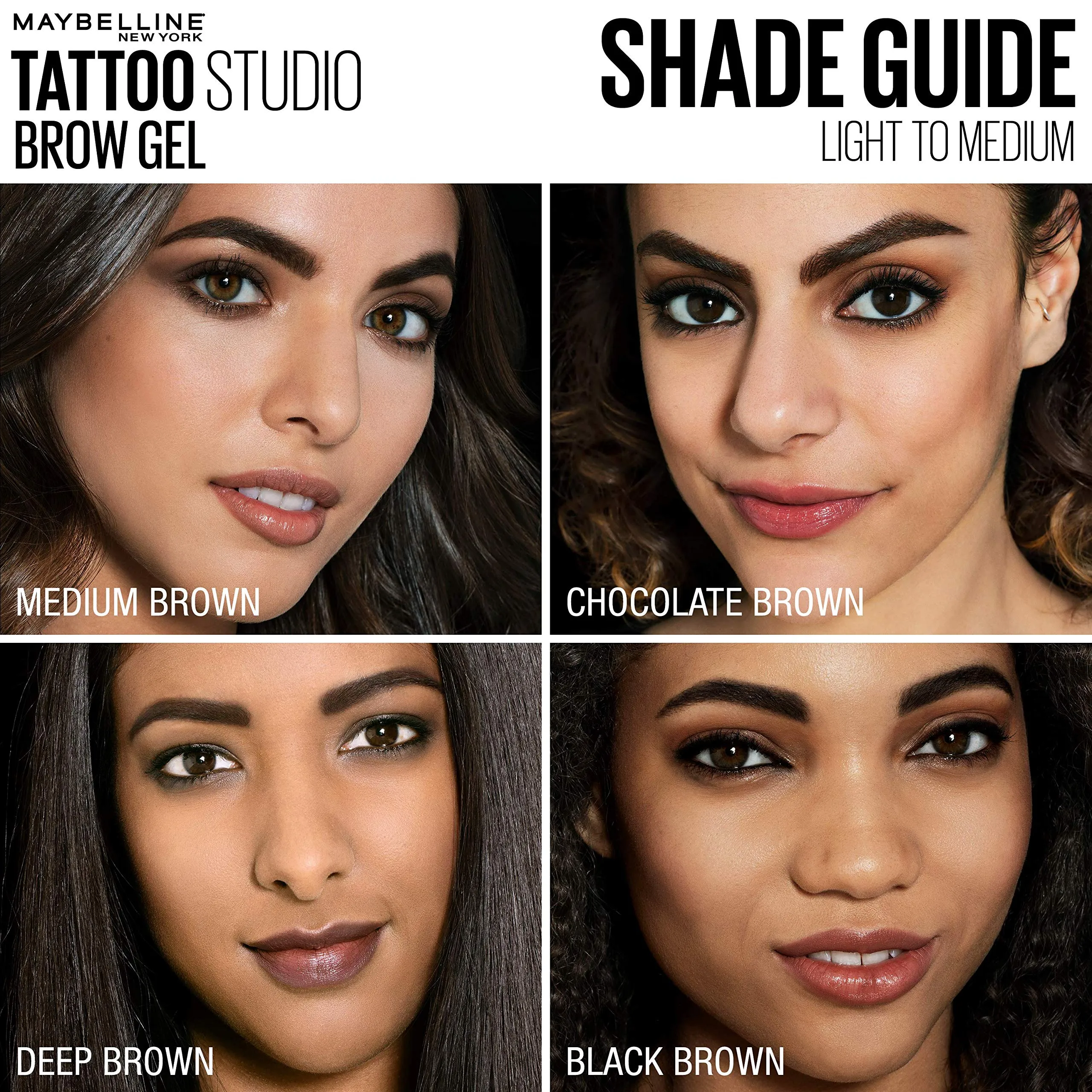 Maybelline TattooStudio Waterproof Eyebrow Gel Makeup, Deep Brown, 1 Count