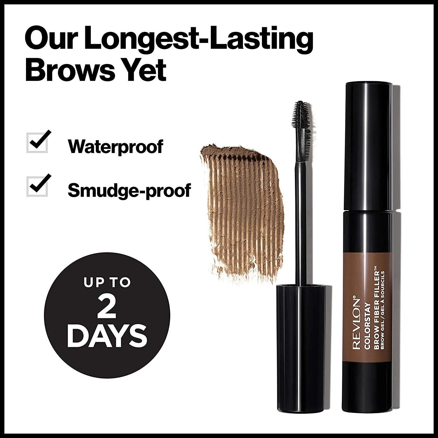 REVLON ColorStay Brow Fiber Filler, Longwearing & Volumizing Waterproof Eyebrow Gel, 306 Clear, 0.23 fl. oz.