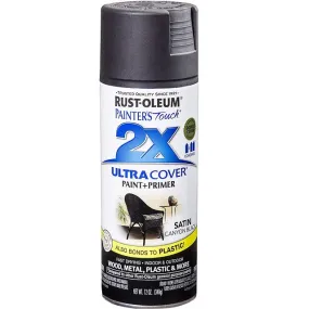 Rust-Oleum Painter's Touch 2X Ultra Cover Satin Canyon Black Paint Primer Spray Paint 12 oz