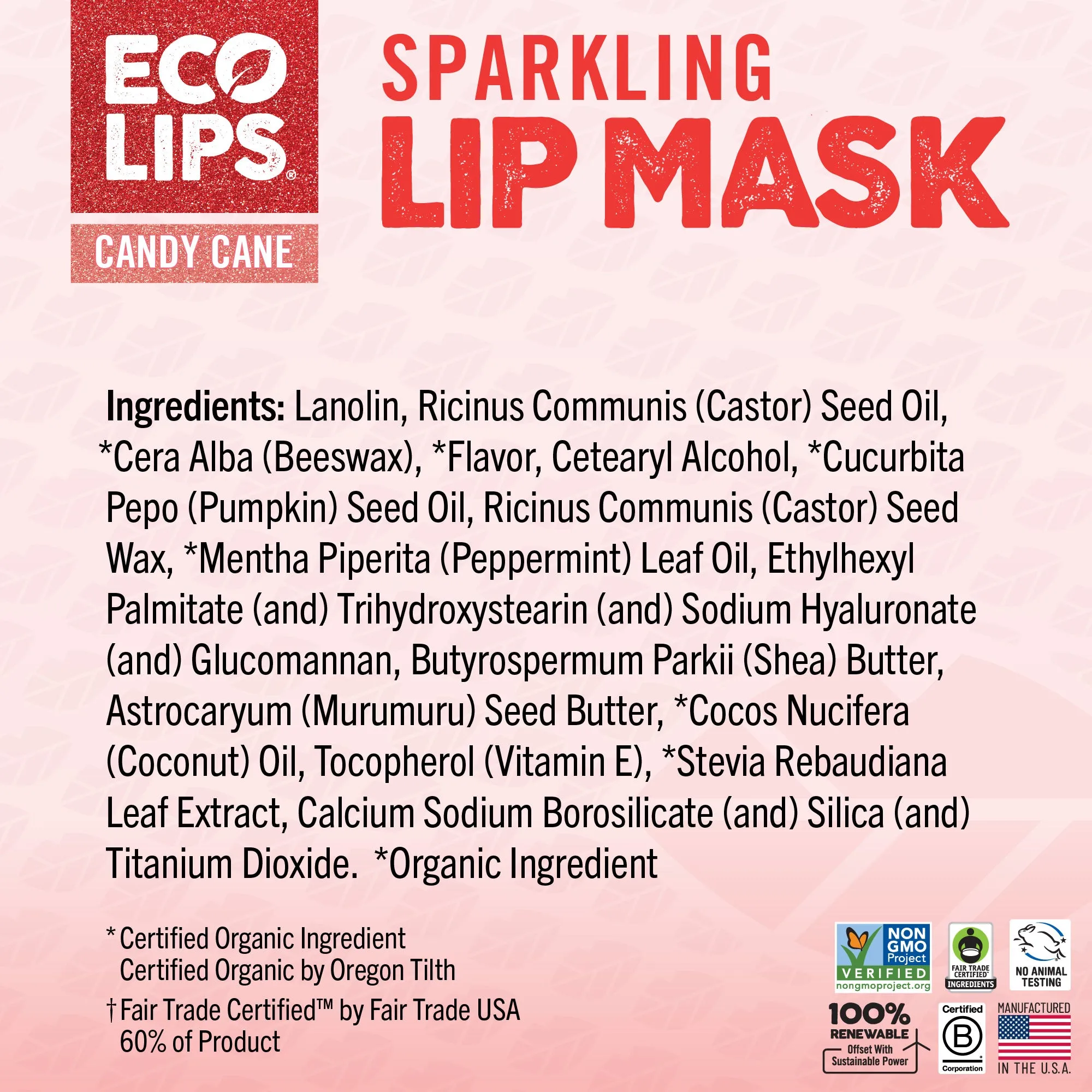 Sparkling Holiday Vanilla Mint Candy Cane Lip Mask 0.25 oz.